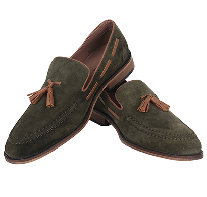the leather box the charmer olive suede tasseled loafer leather mens shoes